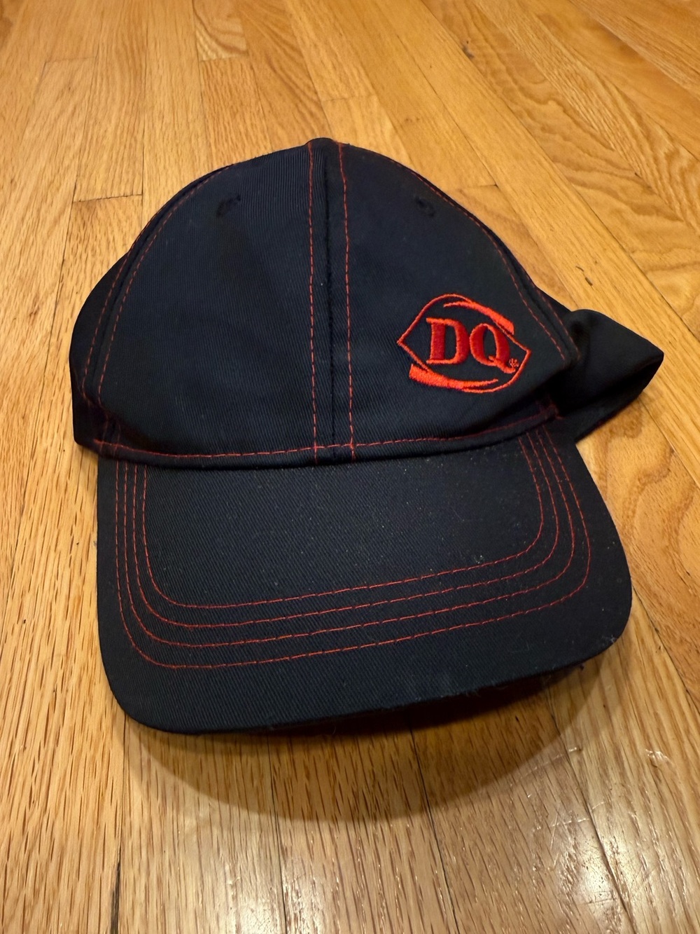Dairy Queen DQ Embroidered Black Cap with Red Stitching